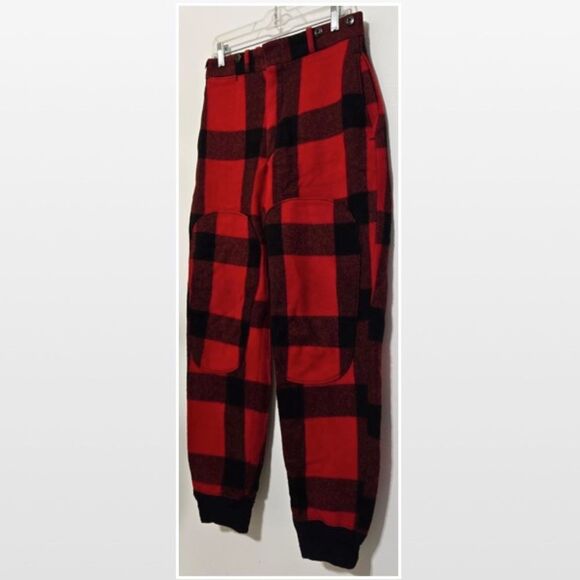 Vintage 1950s Mens Woolrich Wool Pants Outdoors Hunting Red Black Buffalo Plaid - Picture 6 of 16